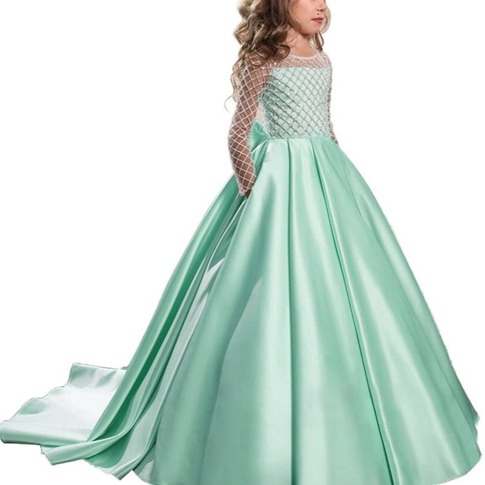 Abao floor length tulle ball gown, kids, Mint 10